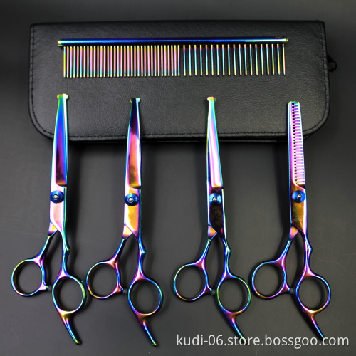 Professional Curved Thinning Straight Pet Grooming Scissors Set for Dogs